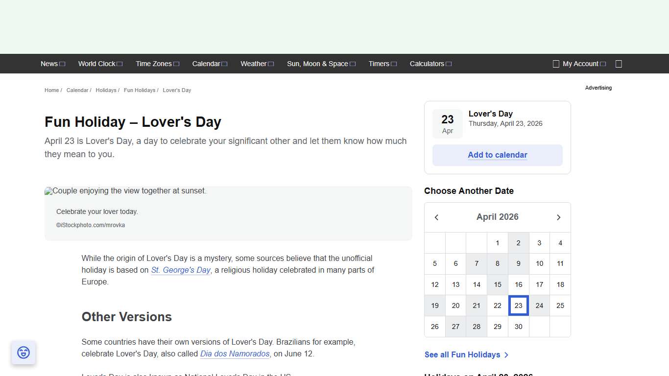 Lover's Day - Fun Holiday