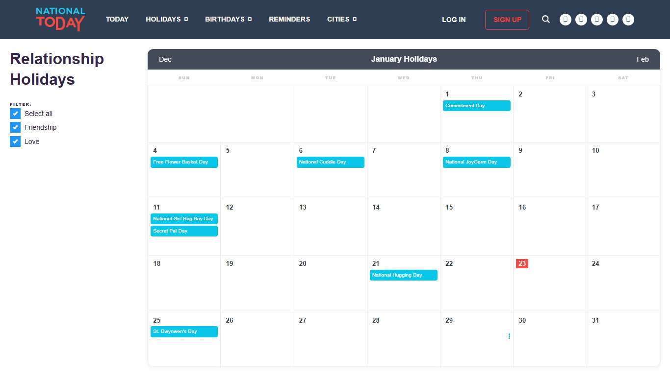 Relationship Holidays — National Today