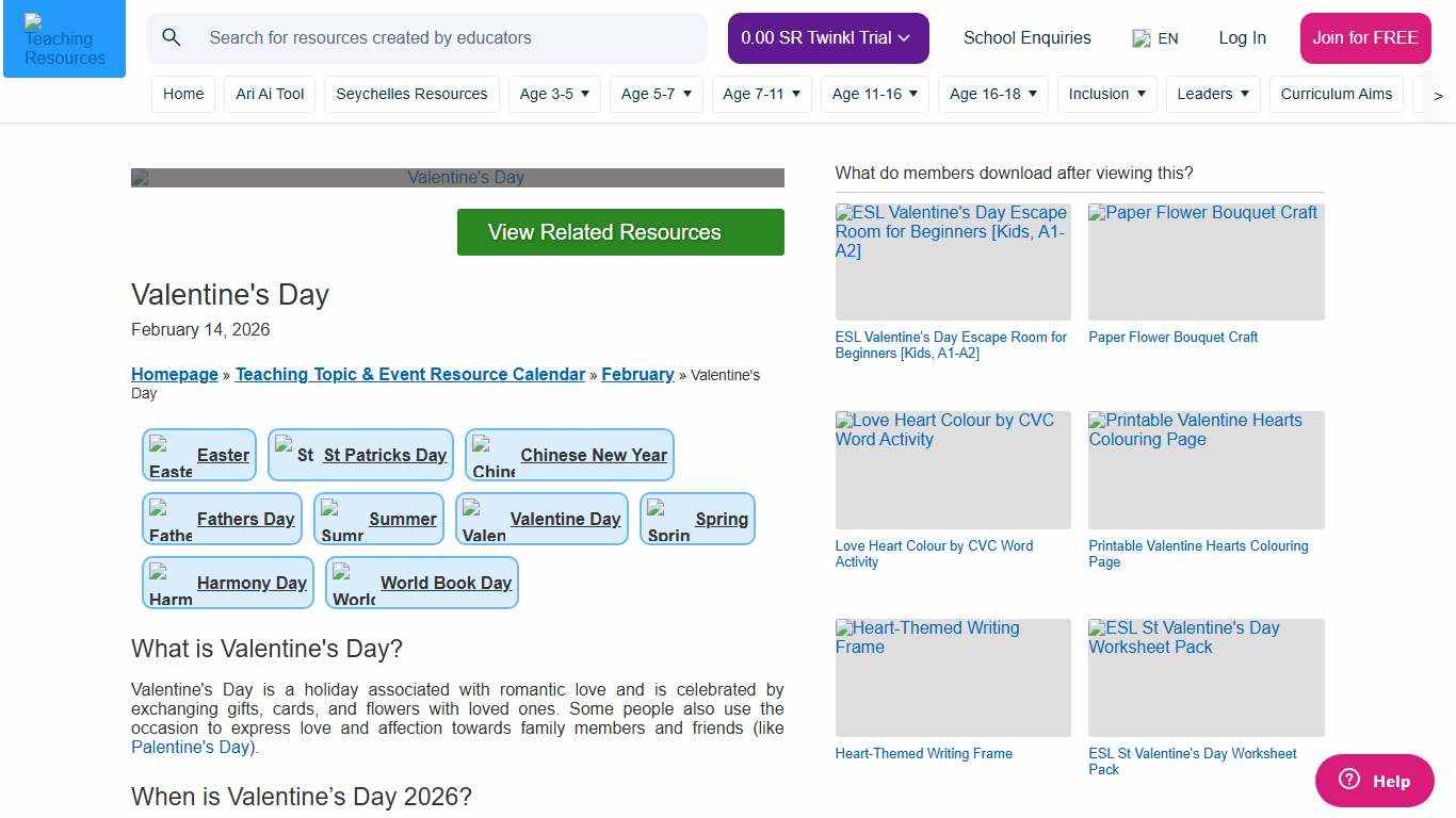 Valentine's Day 2026 Event Information Twinkl USA